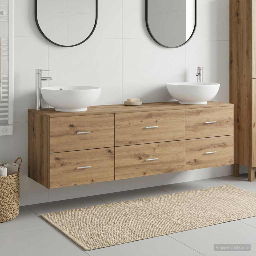vidaXL Badkamermeubelset 3 st Wit 49,5 x 44,5 x 65 cm Bewerkt hout