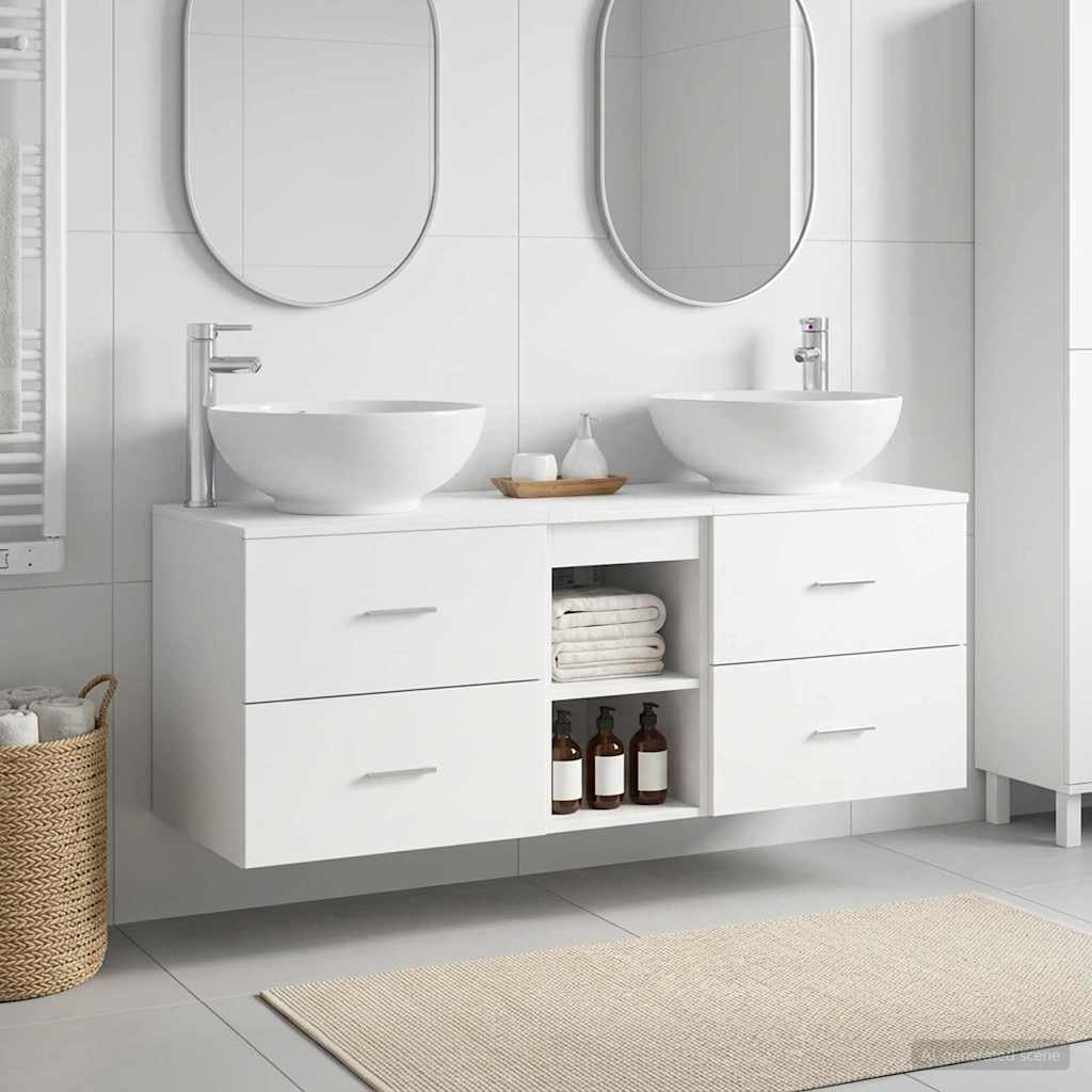 vidaXL Badkamermeubelset 3 st Wit 49,5 x 44,5 x 65 cm Bewerkt hout