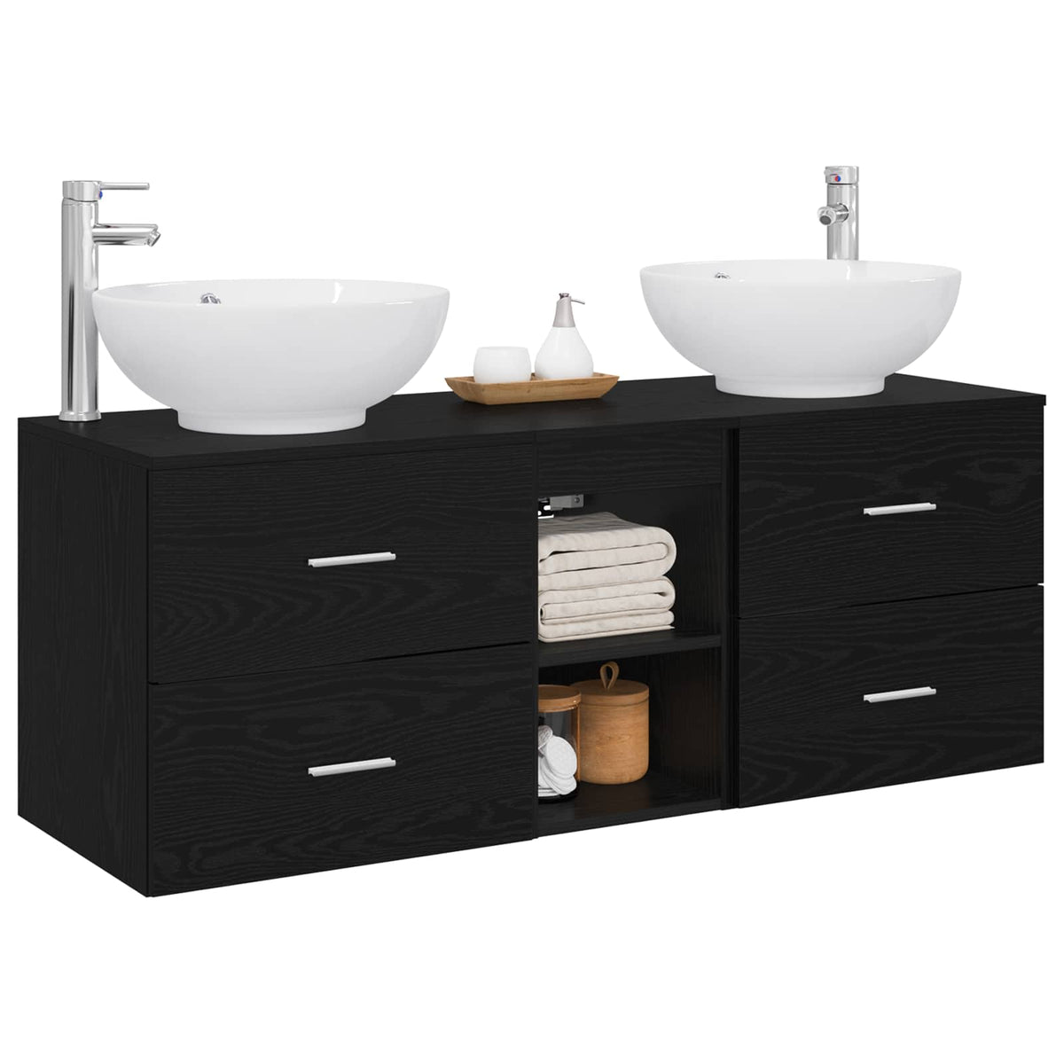 vidaXL Badkamermeubelset 3 st Wit 49,5 x 44,5 x 65 cm Bewerkt hout