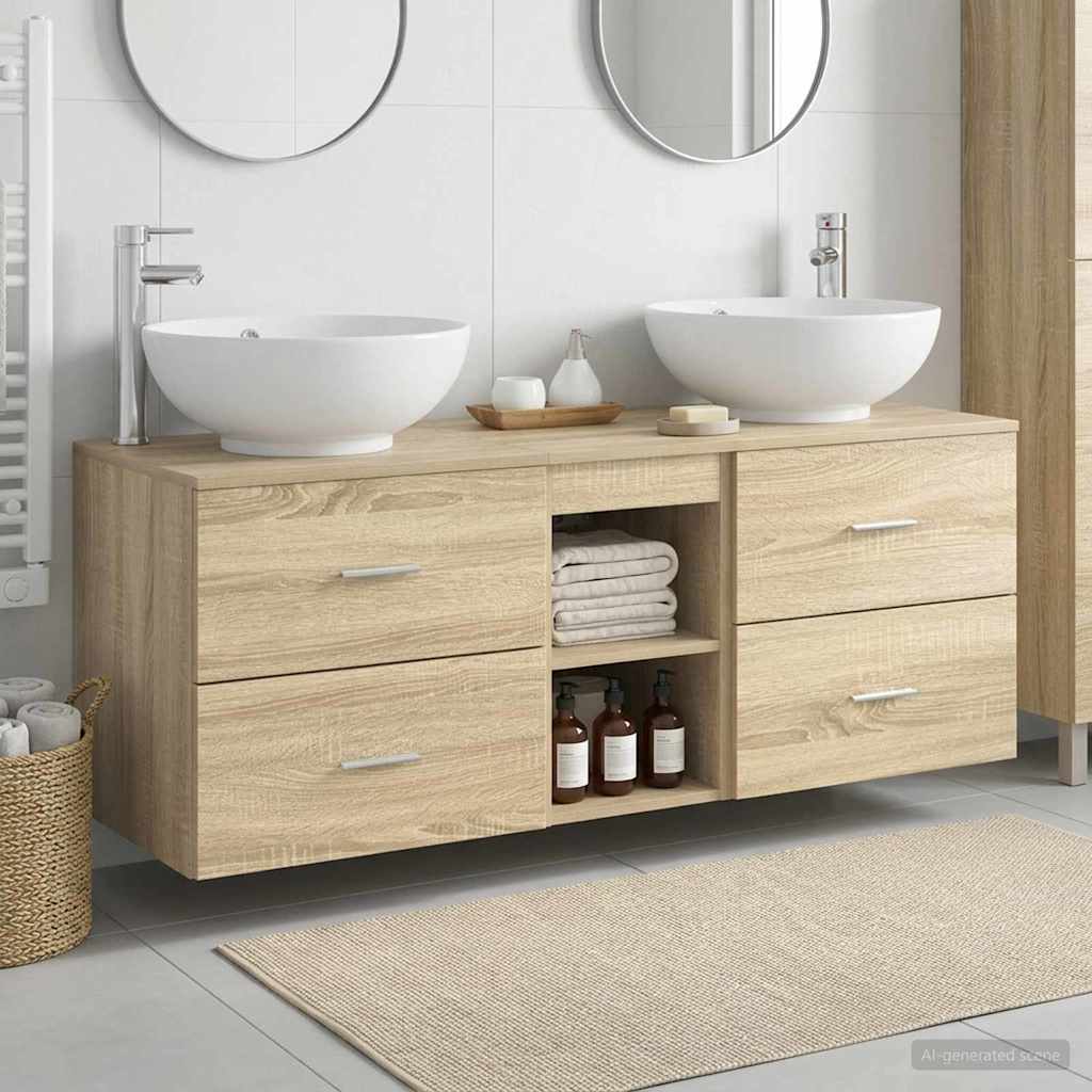 vidaXL Badkamermeubelset 3 st Wit 49,5 x 44,5 x 65 cm Bewerkt hout