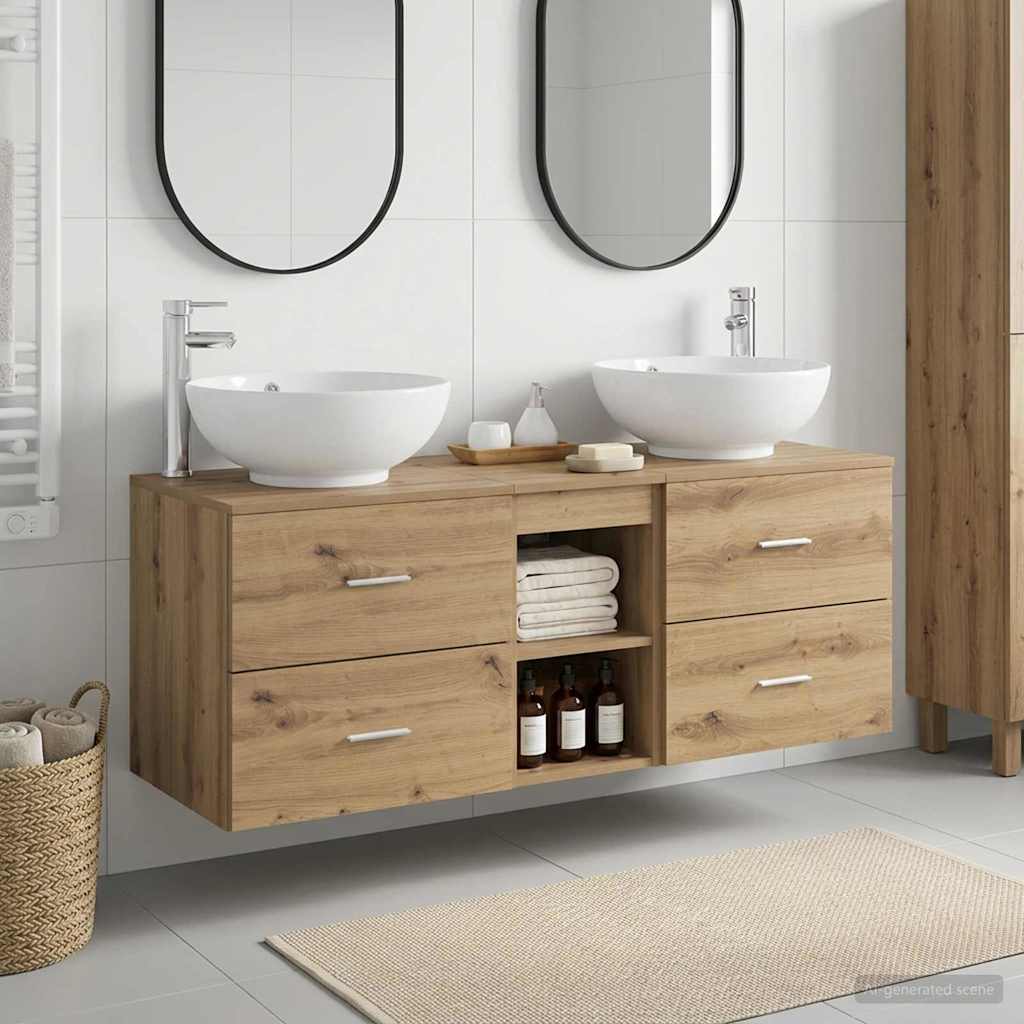 vidaXL Badkamermeubelset 3 st Wit 49,5 x 44,5 x 65 cm Bewerkt hout