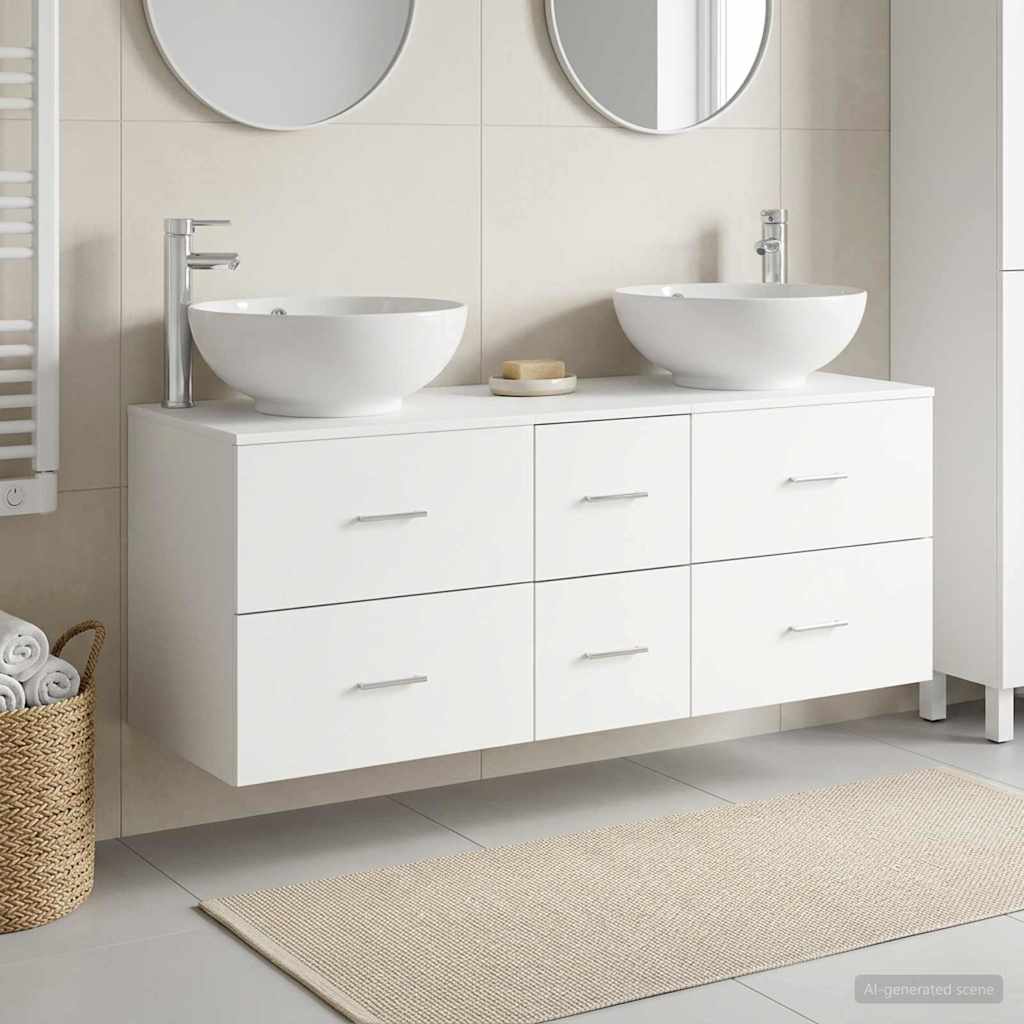 vidaXL Badkamermeubelset 3 st Wit 49,5 x 44,5 x 65 cm Bewerkt hout