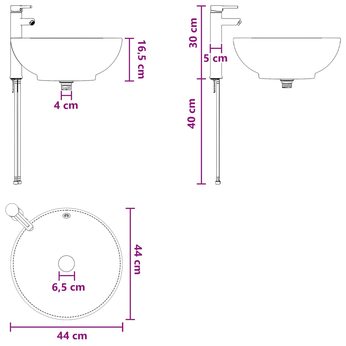 vidaXL Badkamermeubelset 3 st Wit 49,5 x 44,5 x 65 cm Bewerkt hout