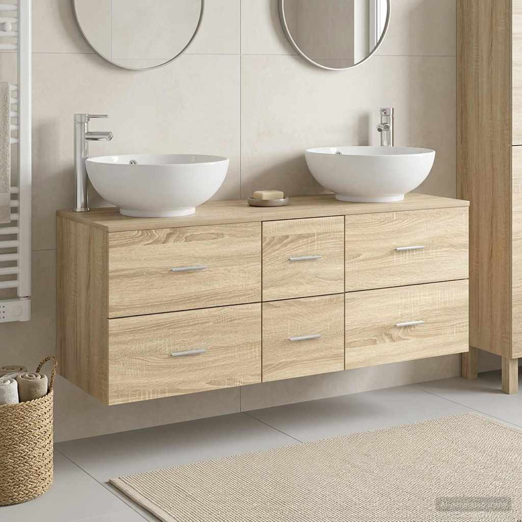 vidaXL Badkamermeubelset 3 st Wit 49,5 x 44,5 x 65 cm Bewerkt hout