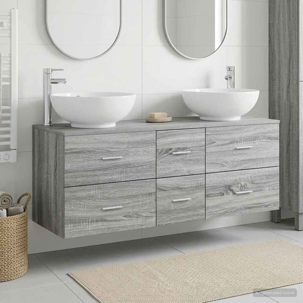 vidaXL Badkamermeubelset 3 st Wit 49,5 x 44,5 x 65 cm Bewerkt hout