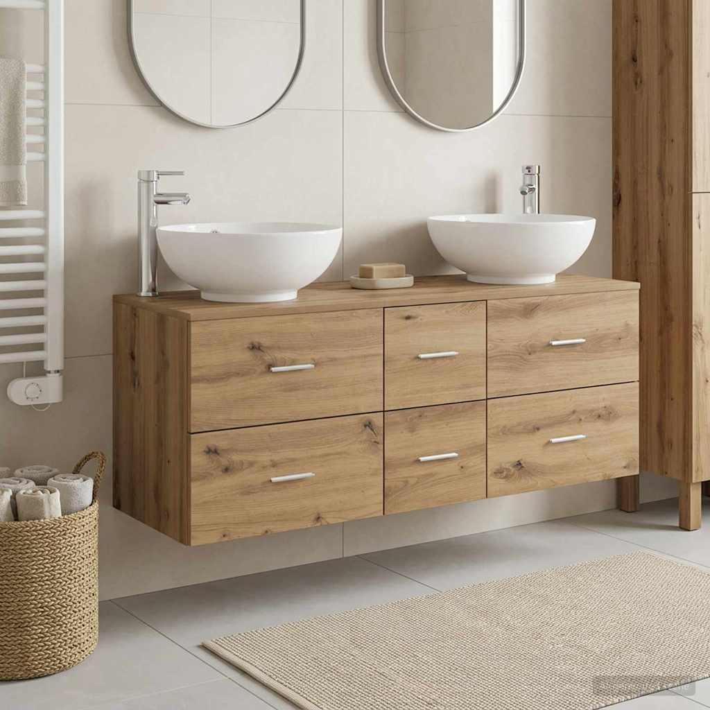 vidaXL Badkamermeubelset 3 st Wit 49,5 x 44,5 x 65 cm Bewerkt hout