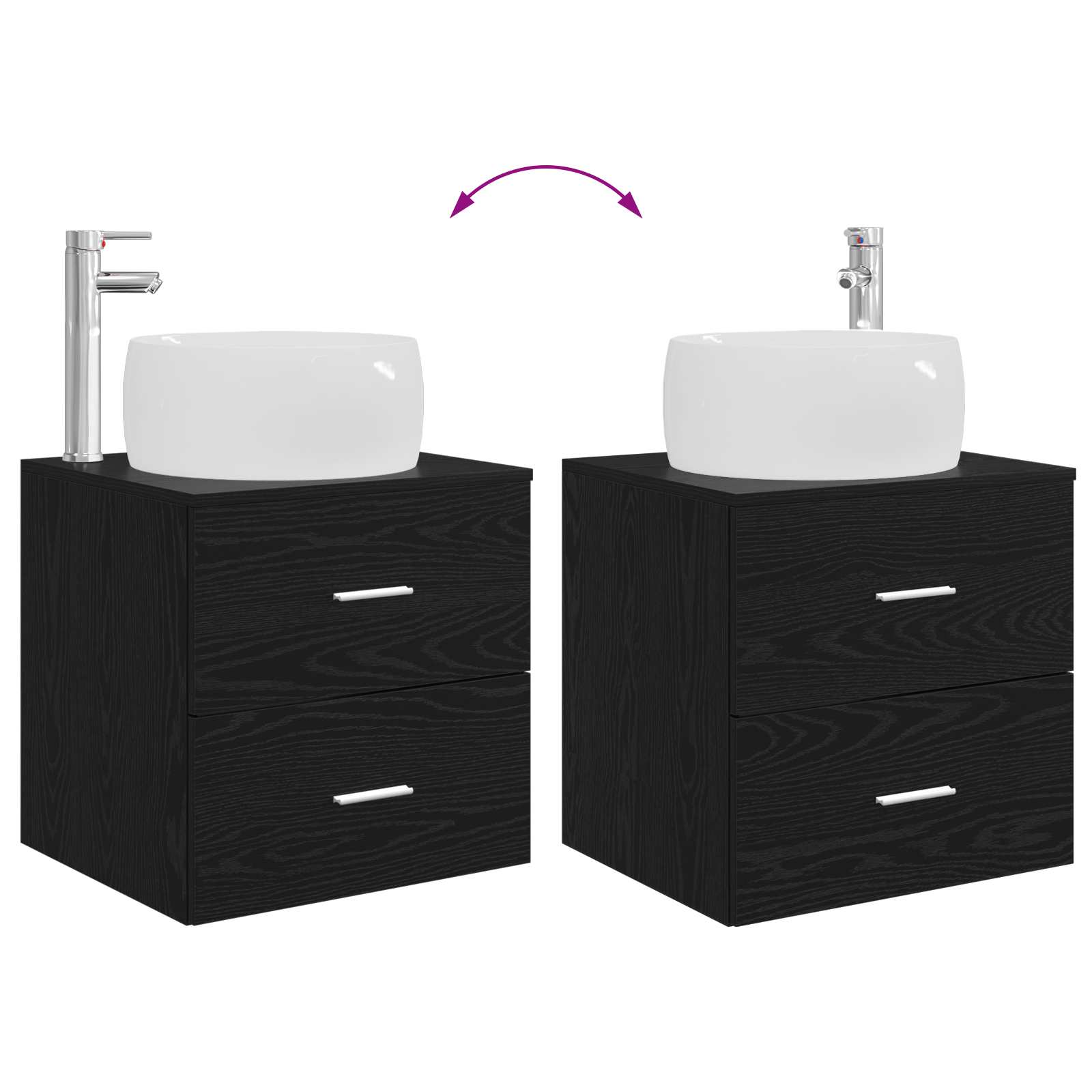 vidaXL Badkamermeubelset 3 st Wit 49,5 x 44,5 x 66 cm Bewerkt hout