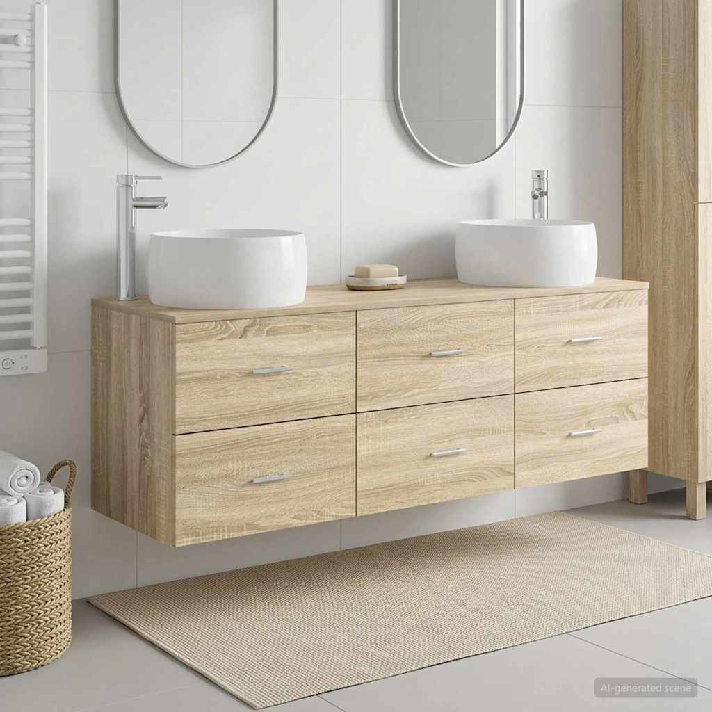 vidaXL Badkamermeubelset 3 st Wit 49,5 x 44,5 x 66 cm Bewerkt hout