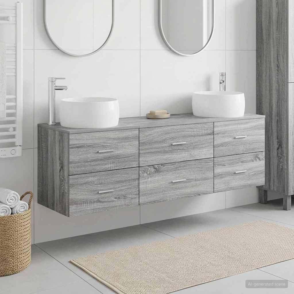 vidaXL Badkamermeubelset 3 st Wit 49,5 x 44,5 x 66 cm Bewerkt hout
