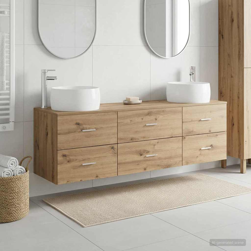 vidaXL Badkamermeubelset 3 st Wit 49,5 x 44,5 x 66 cm Bewerkt hout