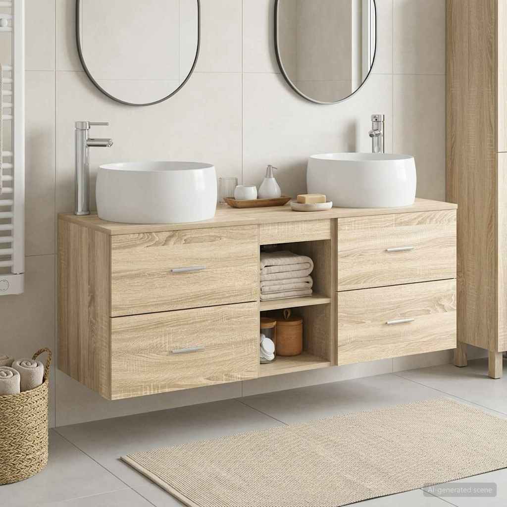 vidaXL Badkamermeubelset 3 st Wit 49,5 x 44,5 x 66 cm Bewerkt hout