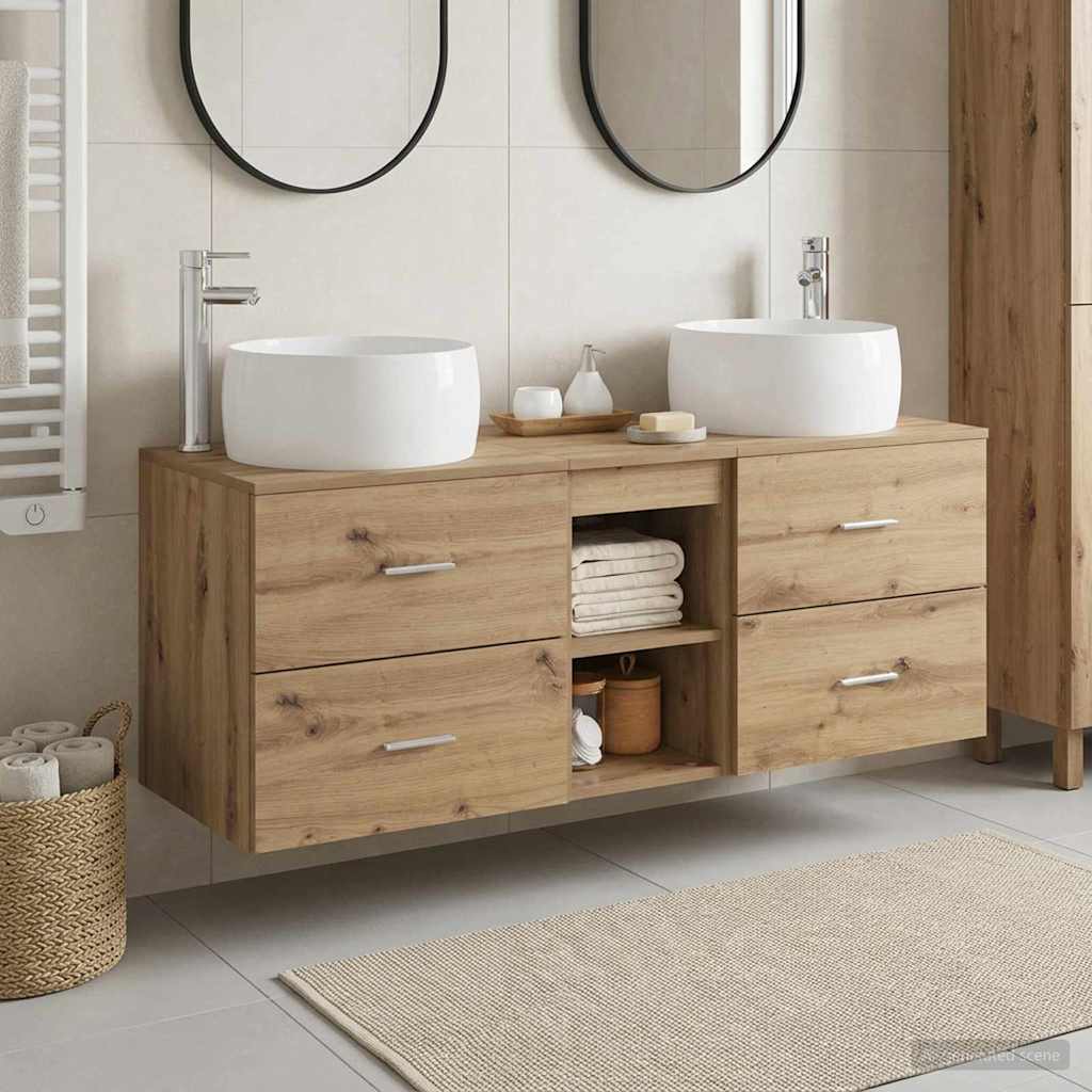 vidaXL Badkamermeubelset 3 st Wit 49,5 x 44,5 x 66 cm Bewerkt hout