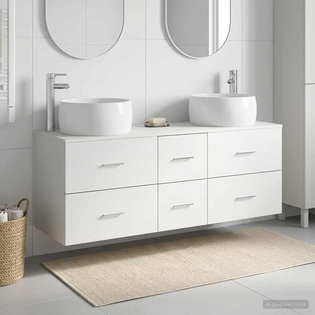 vidaXL Badkamermeubelset 3 st Wit 49,5 x 44,5 x 66 cm Bewerkt hout