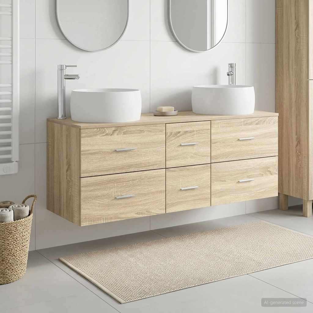 vidaXL Badkamermeubelset 3 st Wit 49,5 x 44,5 x 66 cm Bewerkt hout