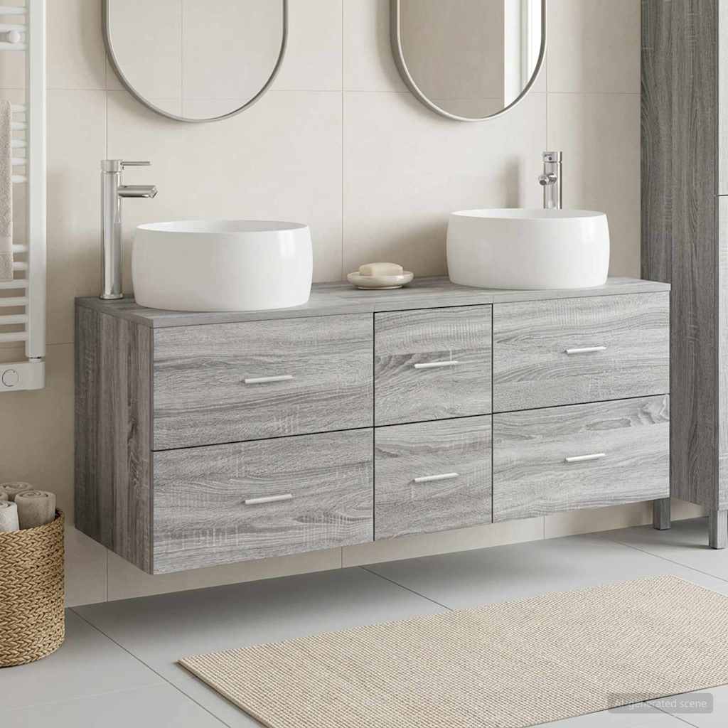 vidaXL Badkamermeubelset 3 st Wit 49,5 x 44,5 x 66 cm Bewerkt hout