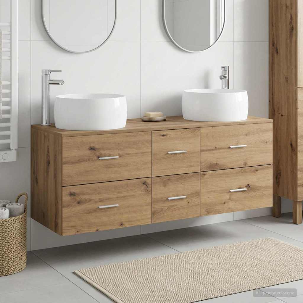 vidaXL Badkamermeubelset 3 st Wit 49,5 x 44,5 x 66 cm Bewerkt hout