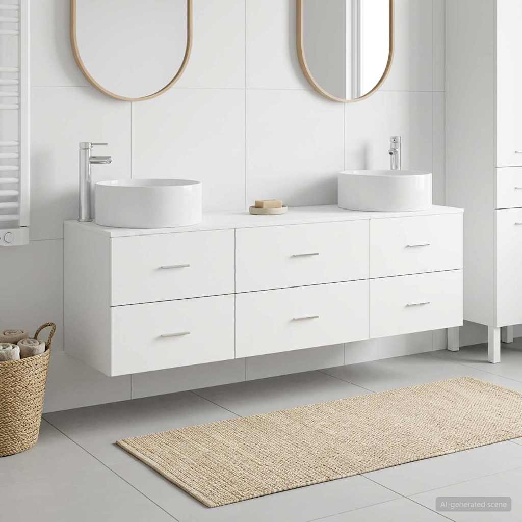 vidaXL Badkamermeubelset 3 st Wit 49,5 x 44,5 x 65,5 cm Bewerkt hout