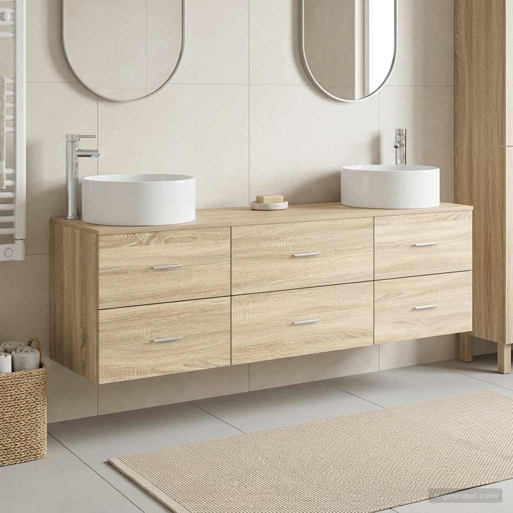 vidaXL Badkamermeubelset 3 st Wit 49,5 x 44,5 x 65,5 cm Bewerkt hout