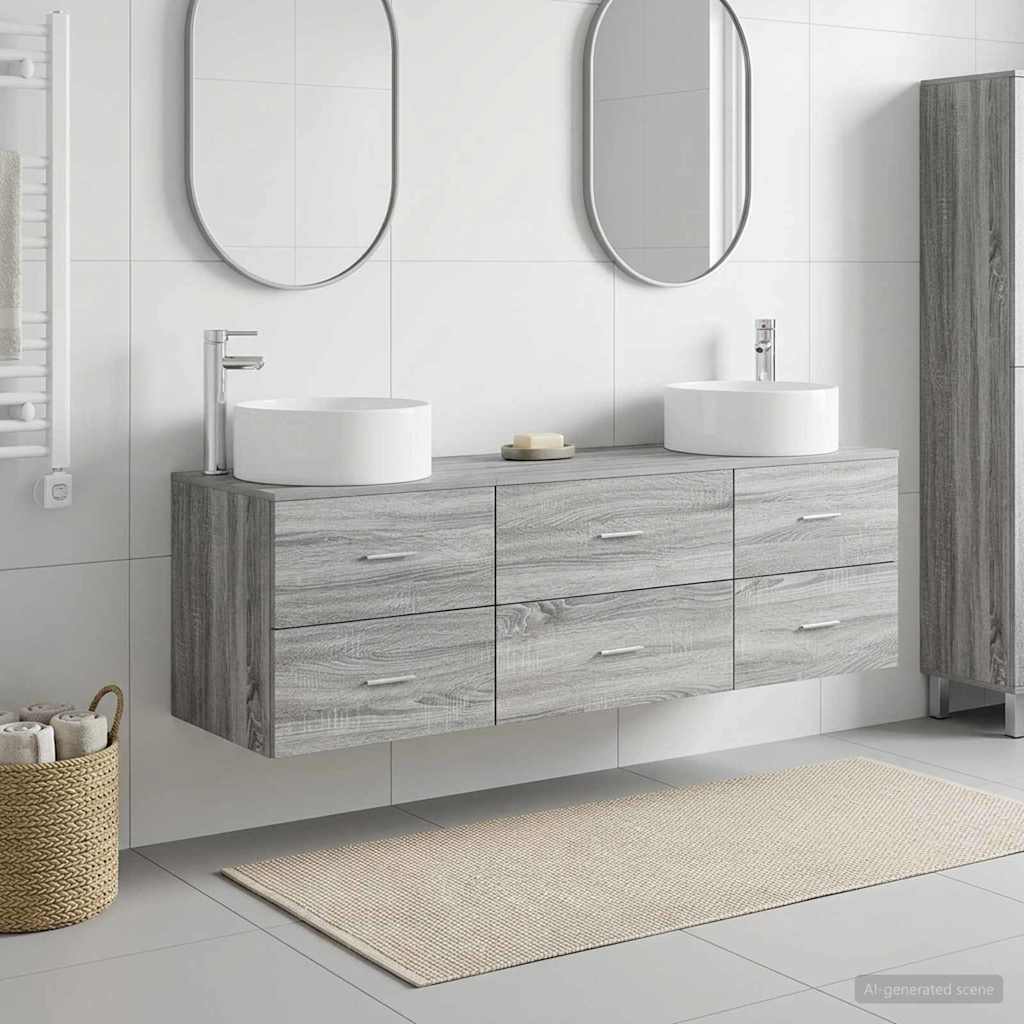 vidaXL Badkamermeubelset 3 st Wit 49,5 x 44,5 x 65,5 cm Bewerkt hout