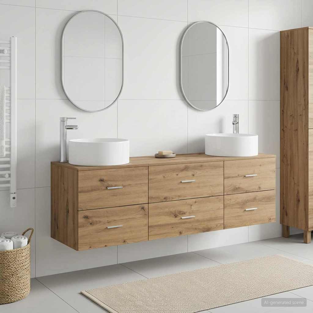 vidaXL Badkamermeubelset 3 st Wit 49,5 x 44,5 x 65,5 cm Bewerkt hout