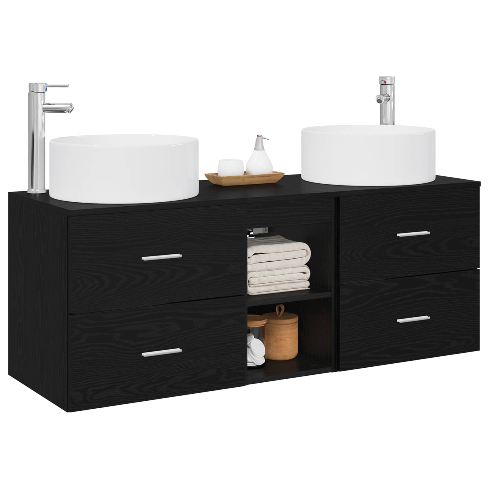 vidaXL Badkamermeubelset 3 st Wit 49,5 x 44,5 x 65,5 cm Bewerkt hout