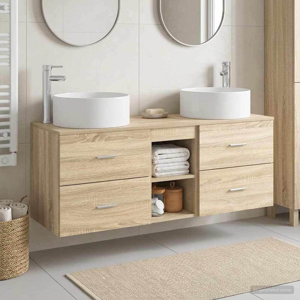 vidaXL Badkamermeubelset 3 st Wit 49,5 x 44,5 x 65,5 cm Bewerkt hout