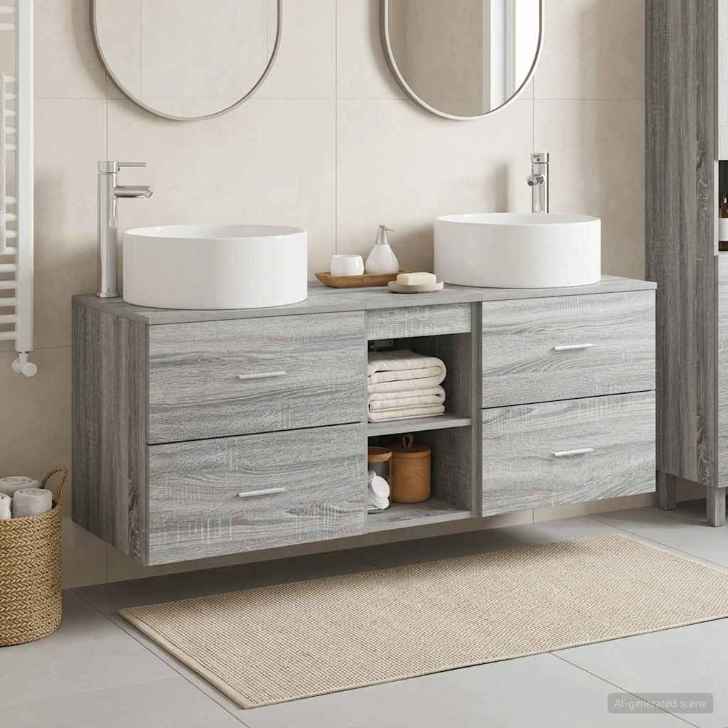 vidaXL Badkamermeubelset 3 st Wit 49,5 x 44,5 x 65,5 cm Bewerkt hout