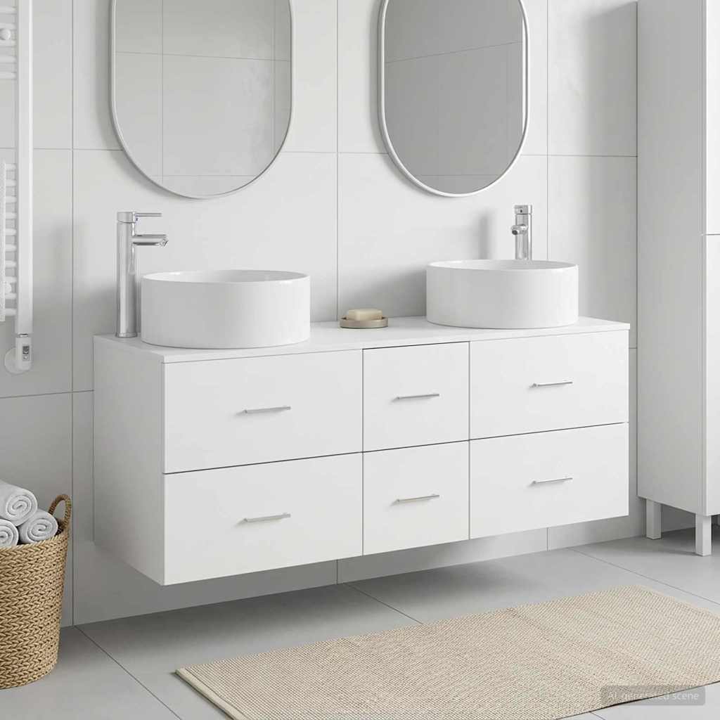 vidaXL Badkamermeubelset 3 st Wit 49,5 x 44,5 x 65,5 cm Bewerkt hout