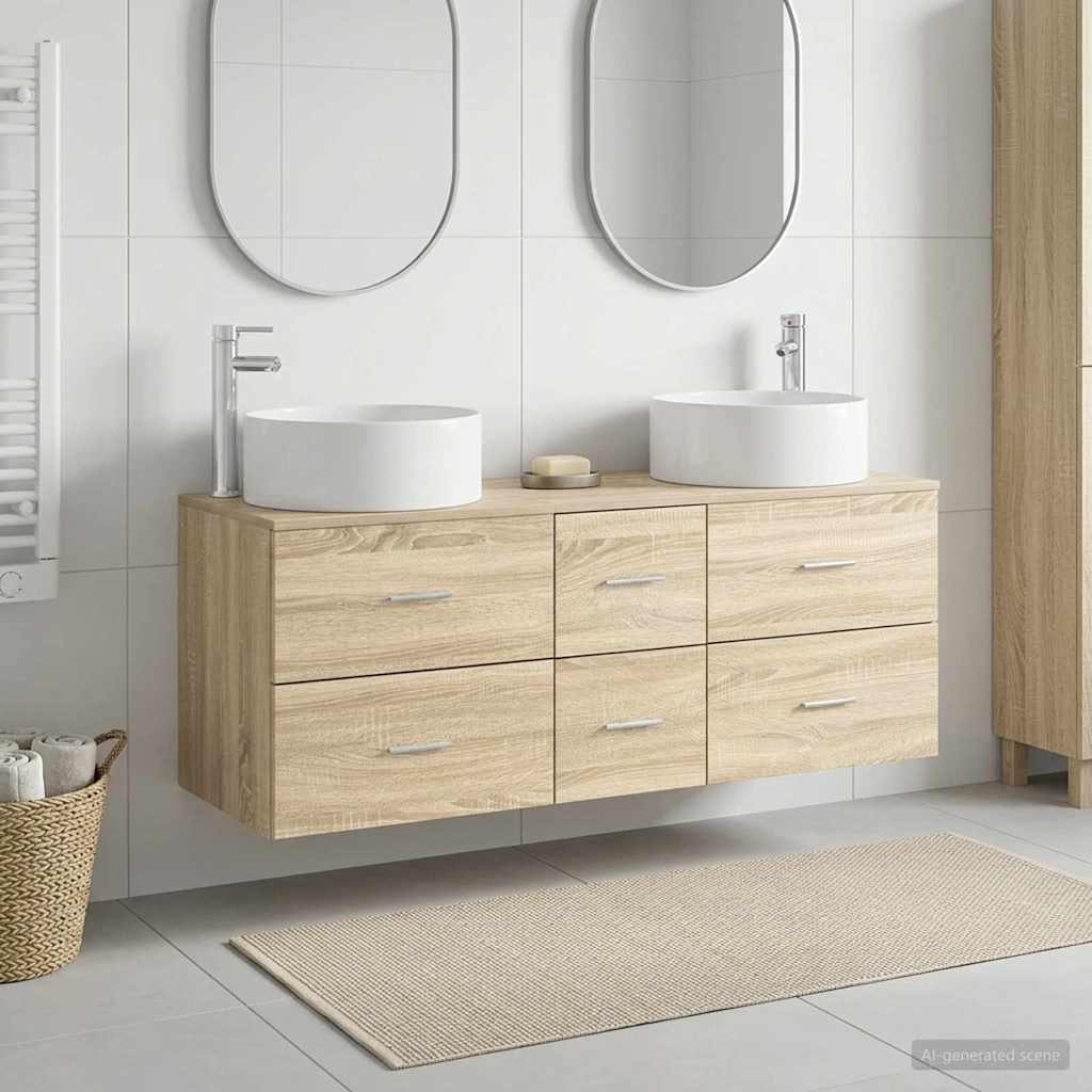 vidaXL Badkamermeubelset 3 st Wit 49,5 x 44,5 x 65,5 cm Bewerkt hout