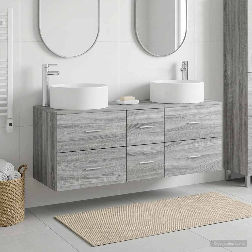 vidaXL Badkamermeubelset 3 st Wit 49,5 x 44,5 x 65,5 cm Bewerkt hout