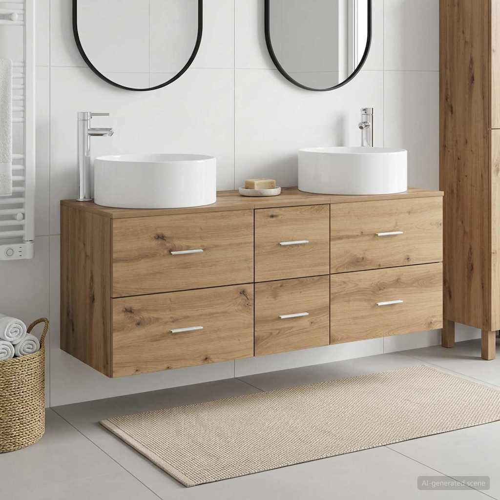 vidaXL Badkamermeubelset 3 st Wit 49,5 x 44,5 x 65,5 cm Bewerkt hout