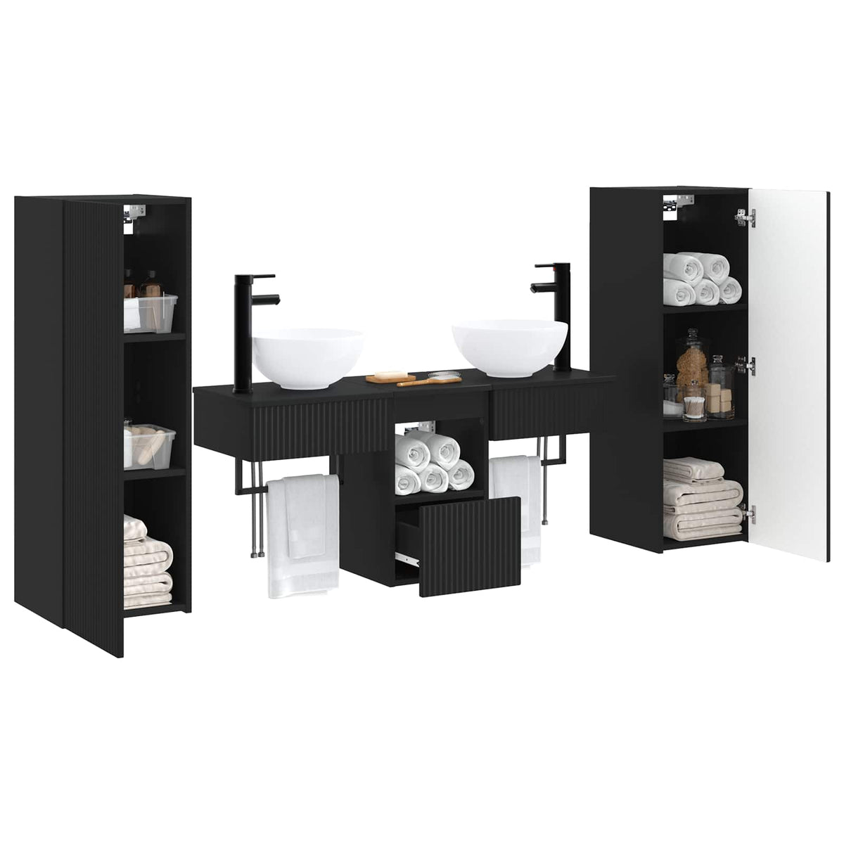 vidaXL Badkamermeubelset 5 st Wit 33 x 34,5 x 100 cm Bewerkt hout