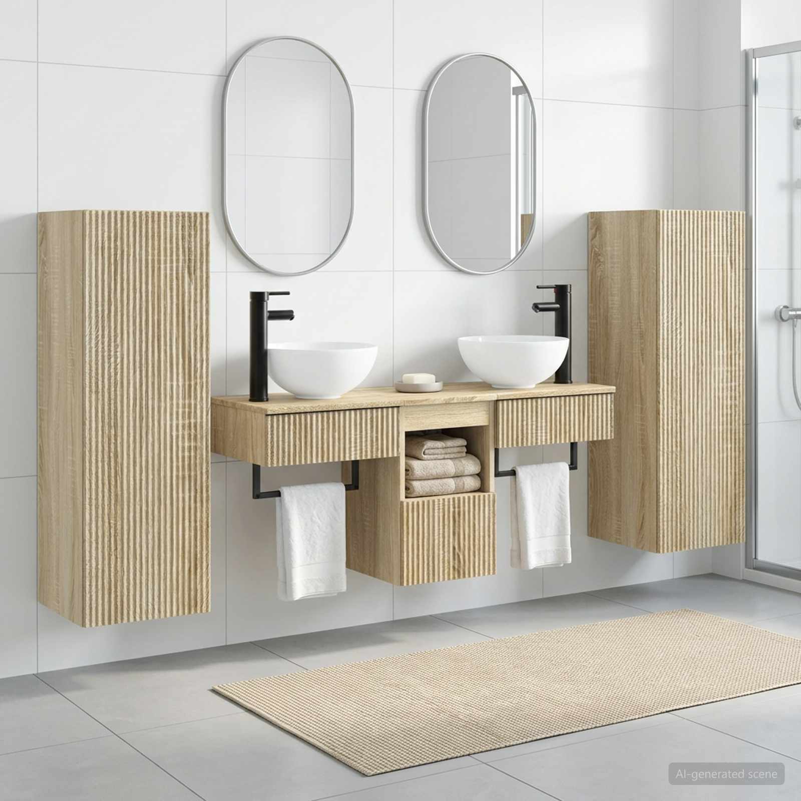 vidaXL Badkamermeubelset 5 st Wit 33 x 34,5 x 100 cm Bewerkt hout