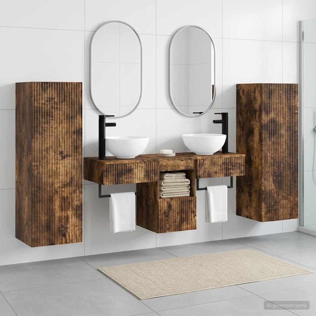 vidaXL Badkamermeubelset 5 st Wit 33 x 34,5 x 100 cm Bewerkt hout