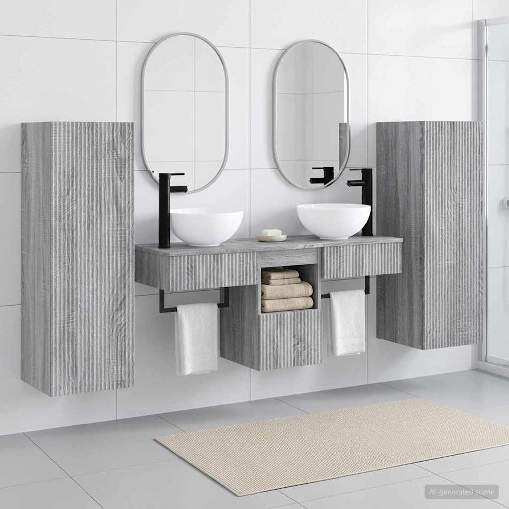 vidaXL Badkamermeubelset 5 st Wit 33 x 34,5 x 100 cm Bewerkt hout