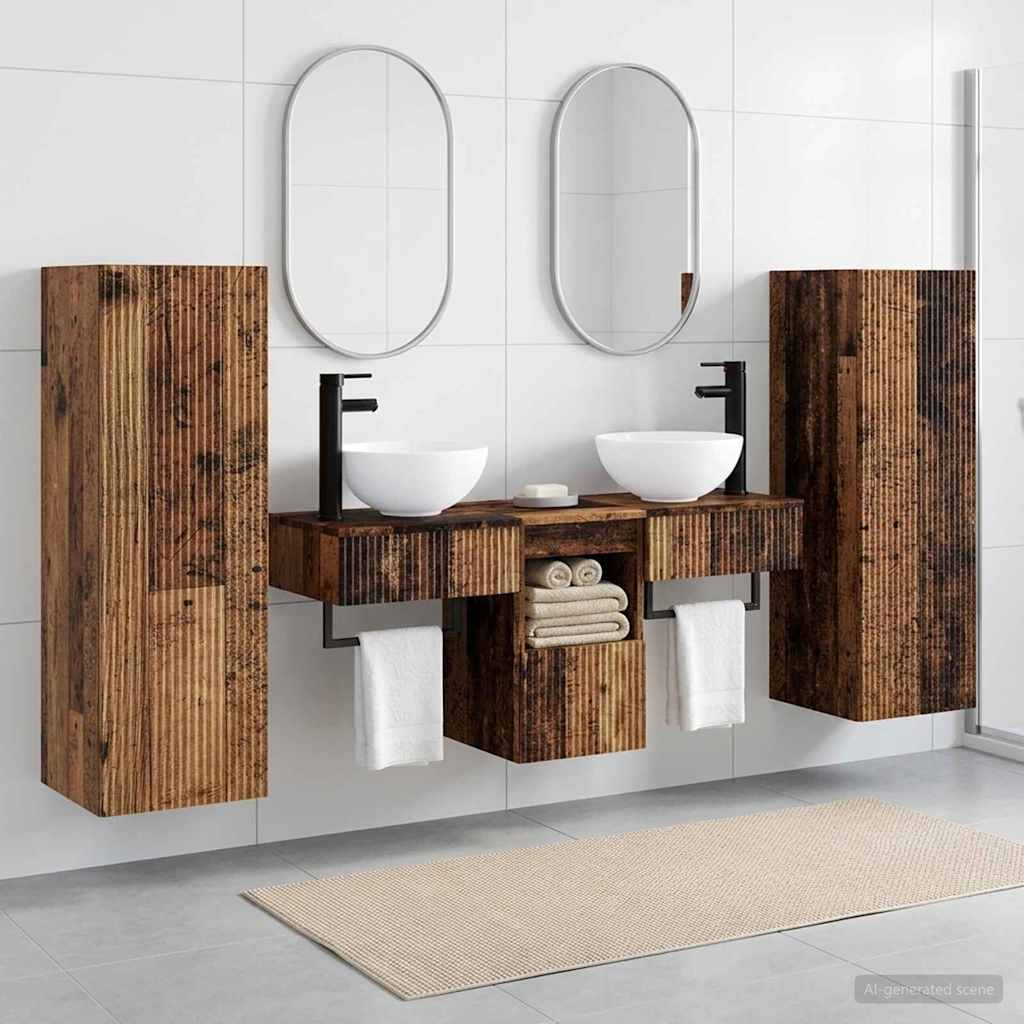 vidaXL Badkamermeubelset 5 st Wit 33 x 34,5 x 100 cm Bewerkt hout
