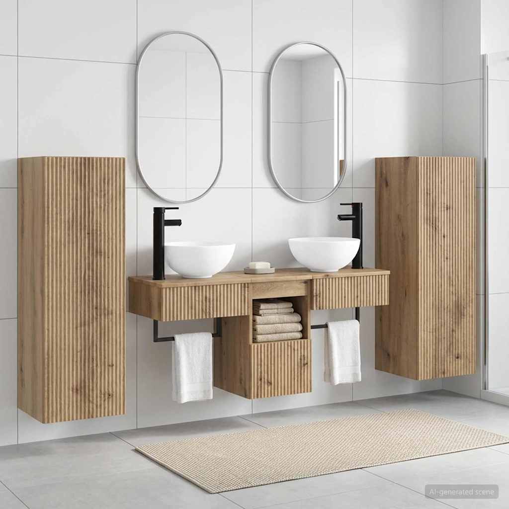 vidaXL Badkamermeubelset 5 st Wit 33 x 34,5 x 100 cm Bewerkt hout