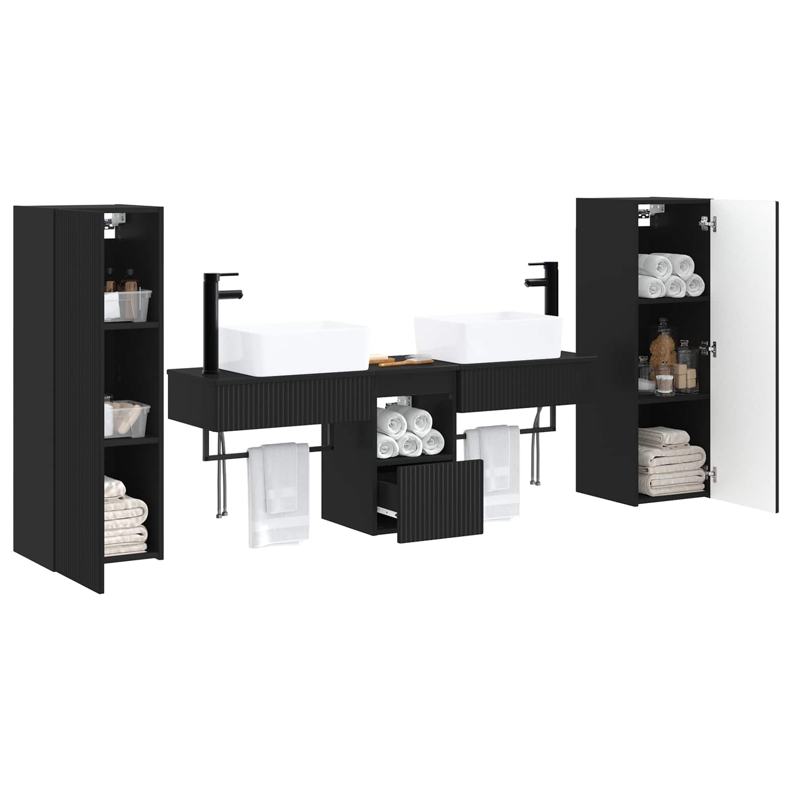 vidaXL Badkamermeubelset 5 st Wit 33 x 34,5 x 100 cm Bewerkt hout