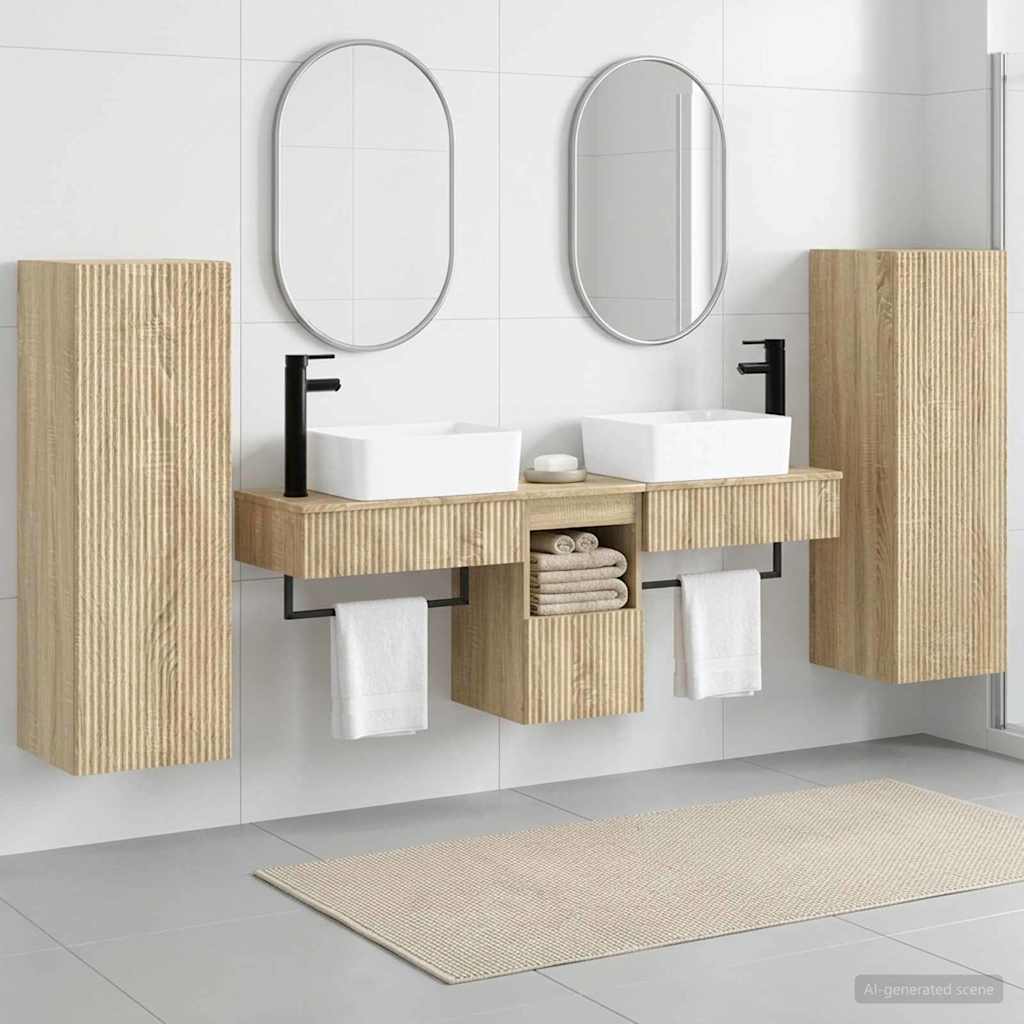 vidaXL Badkamermeubelset 5 st Wit 33 x 34,5 x 100 cm Bewerkt hout