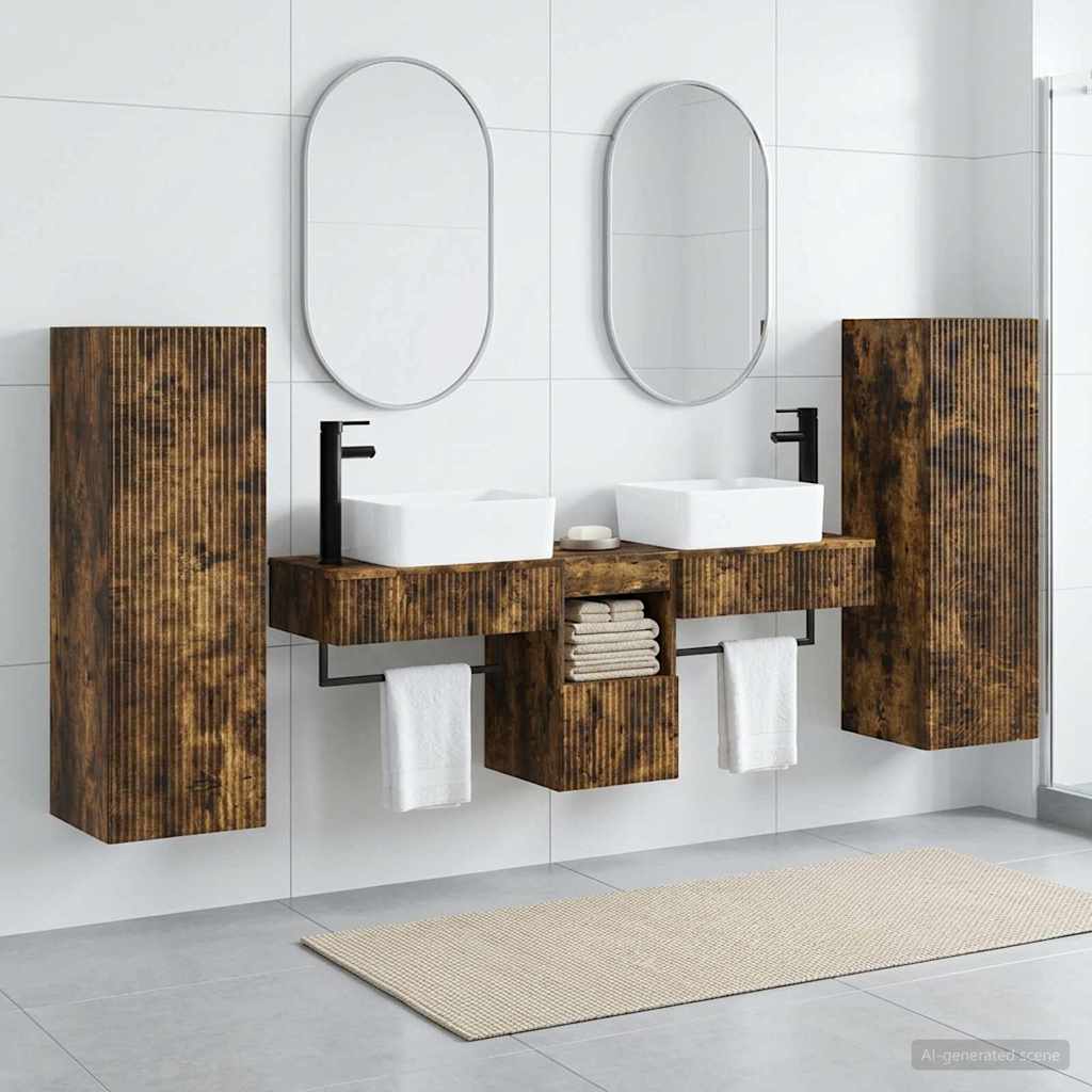 vidaXL Badkamermeubelset 5 st Wit 33 x 34,5 x 100 cm Bewerkt hout