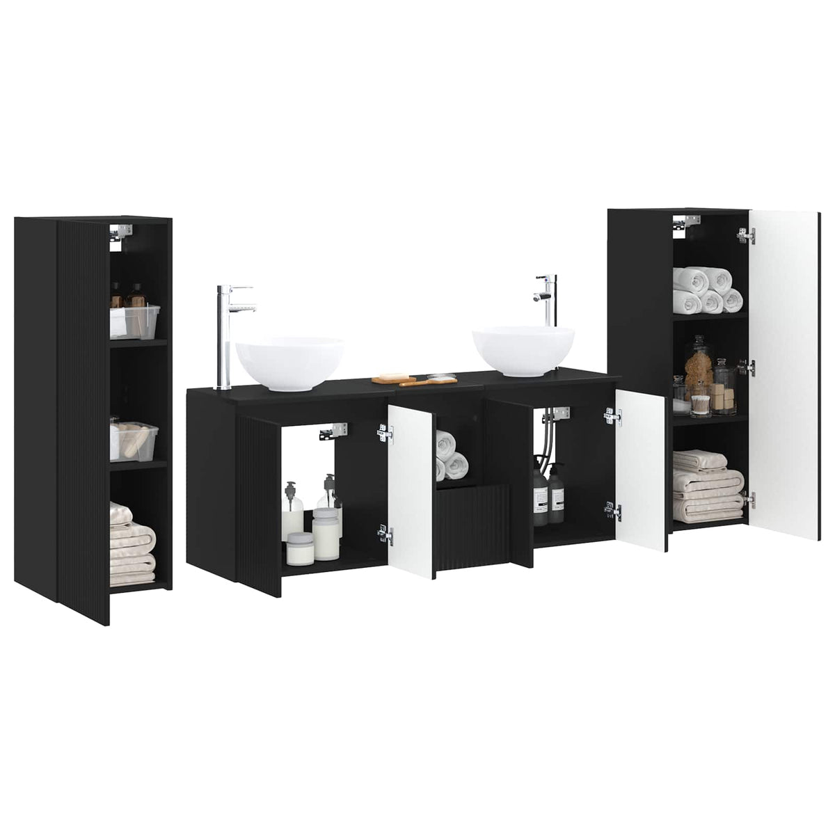 vidaXL Badkamermeubelset 5 st Wit 33 x 34,5 x 100 cm Bewerkt hout