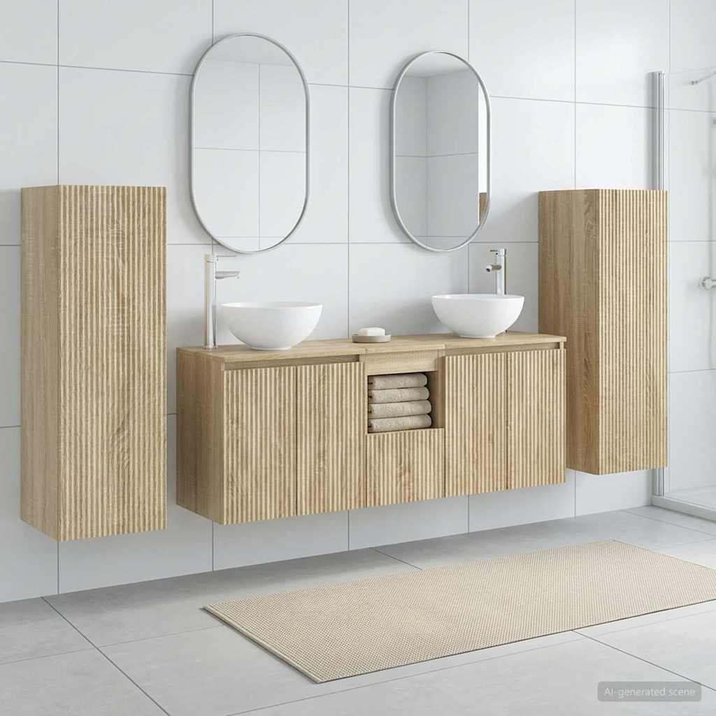 vidaXL Badkamermeubelset 5 st Wit 33 x 34,5 x 100 cm Bewerkt hout