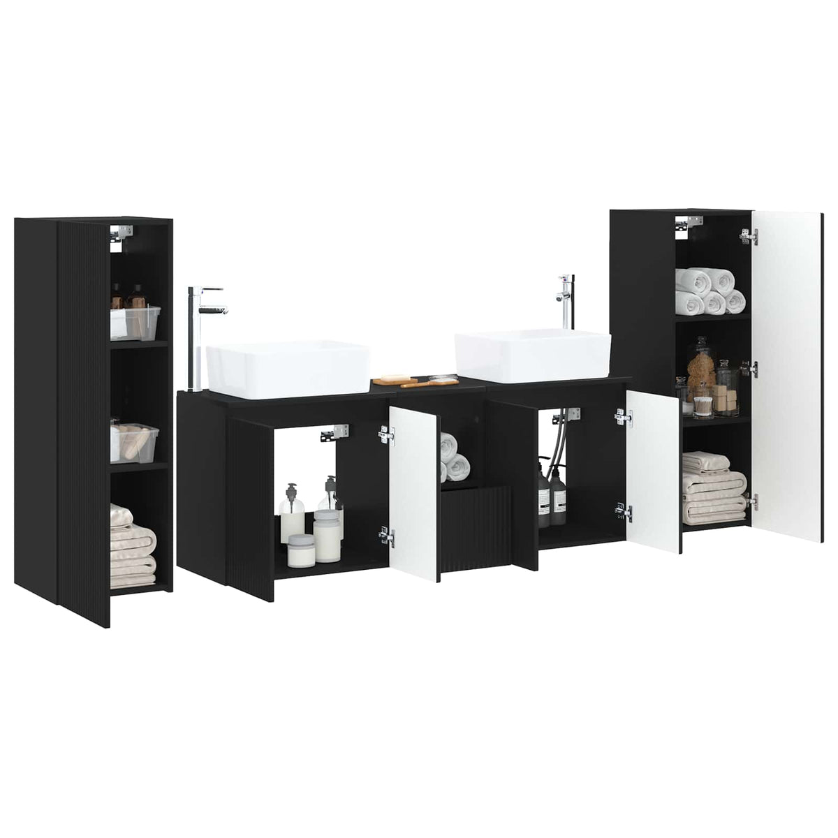 vidaXL Badkamermeubelset 5 st Wit 33 x 34,5 x 100 cm Bewerkt hout