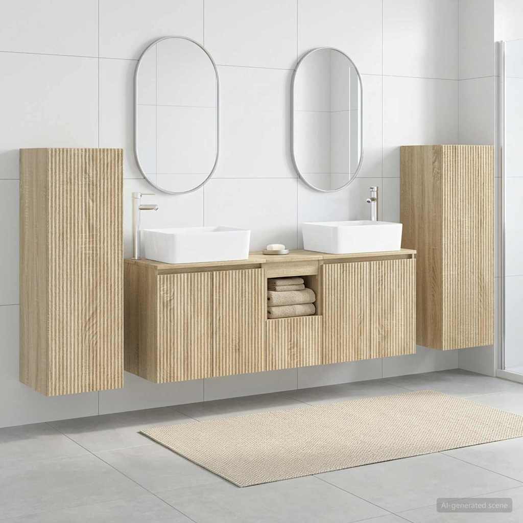 vidaXL Badkamermeubelset 5 st Wit 33 x 34,5 x 100 cm Bewerkt hout