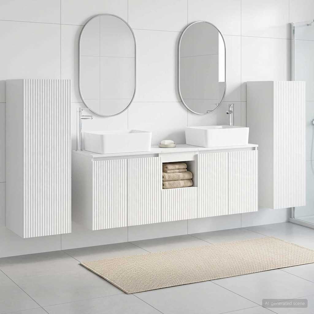 vidaXL Badkamermeubelset 5 st Wit 33 x 34,5 x 100 cm Bewerkt hout
