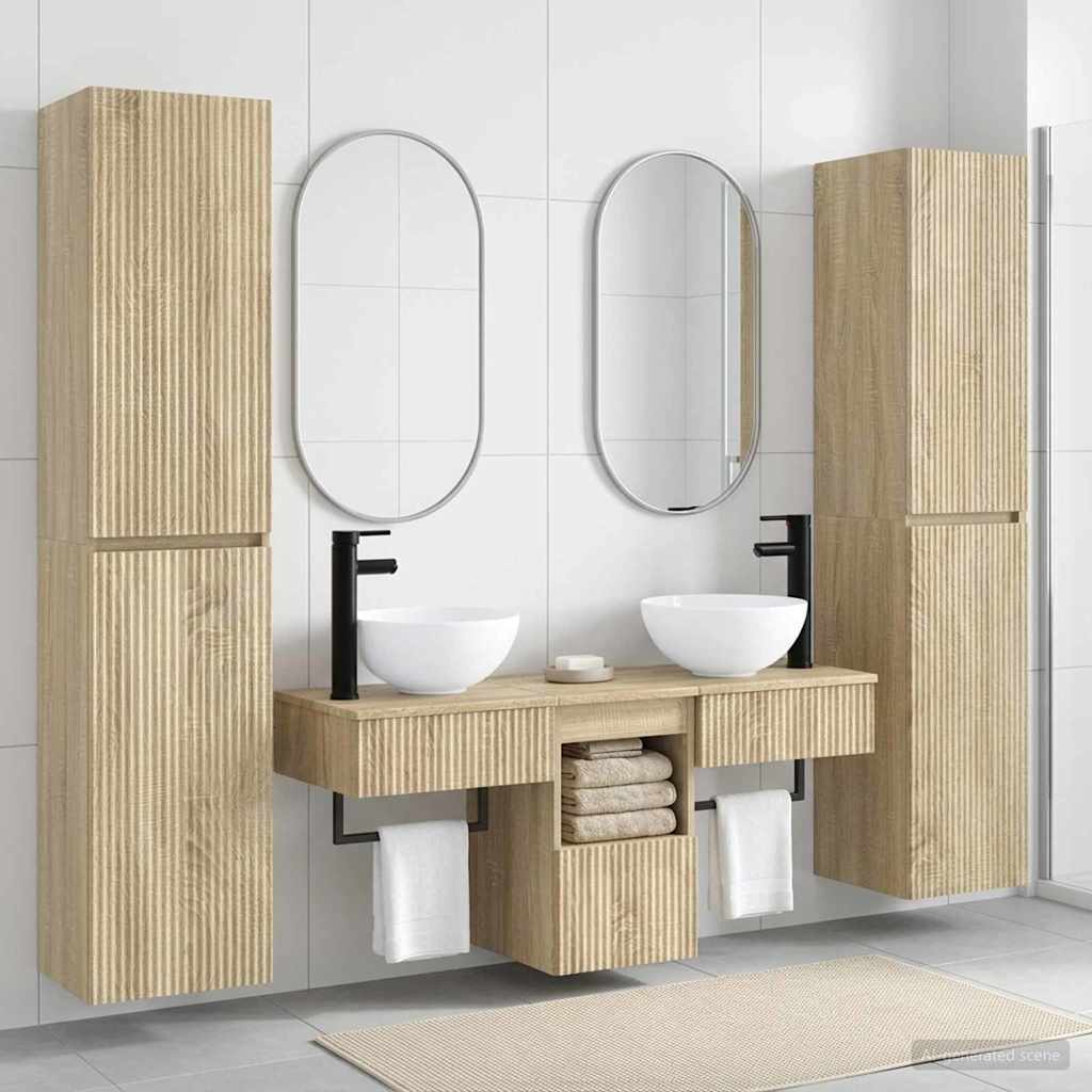vidaXL Badkamermeubelset 5 st Wit 33 x 34,5 x 160 cm Bewerkt hout