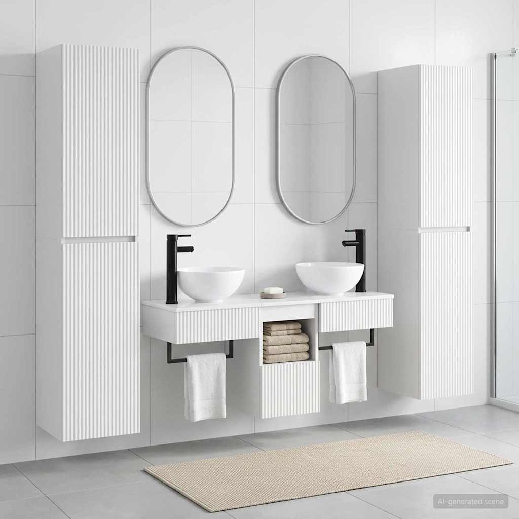 vidaXL Badkamermeubelset 5 st Wit 33 x 34,5 x 160 cm Bewerkt hout