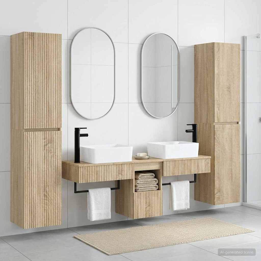 vidaXL Badkamermeubelset 5 st Wit 33 x 34,5 x 160 cm Bewerkt hout