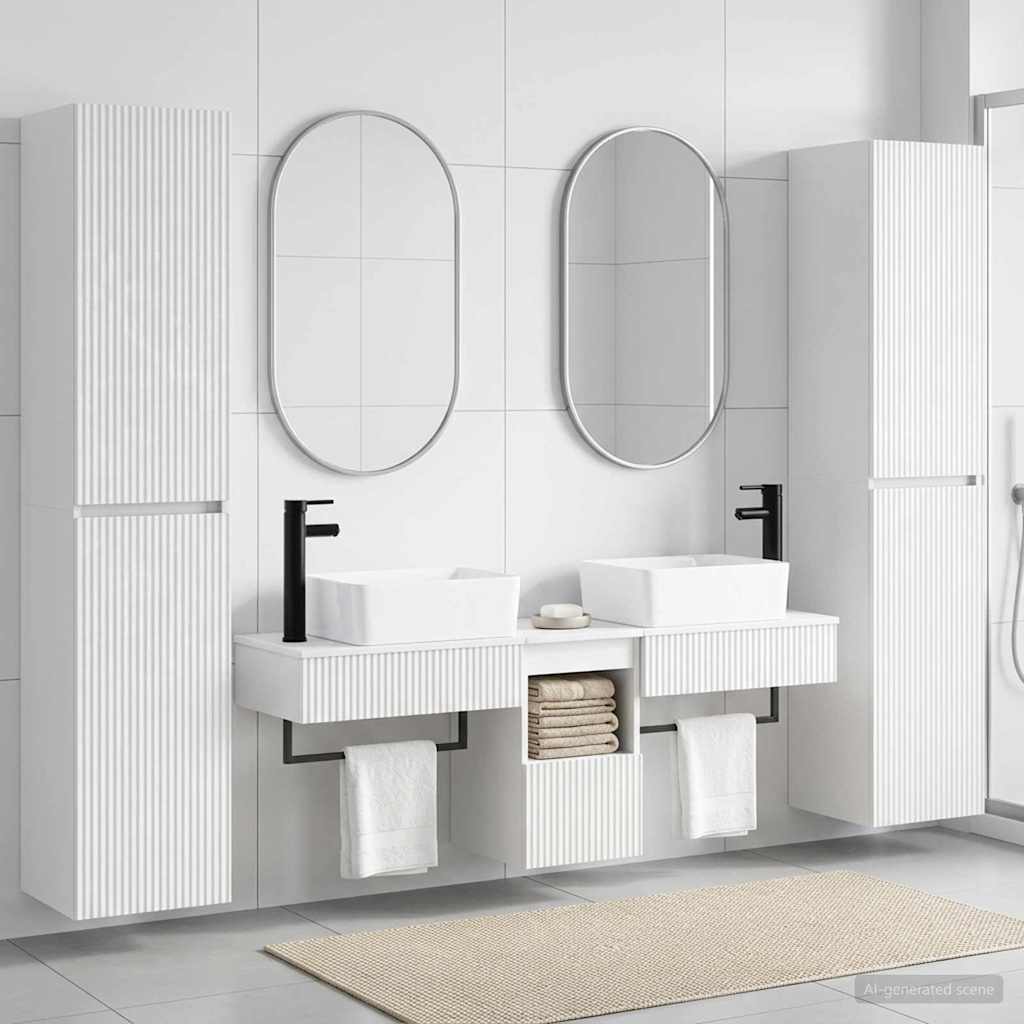 vidaXL Badkamermeubelset 5 st Wit 33 x 34,5 x 160 cm Bewerkt hout