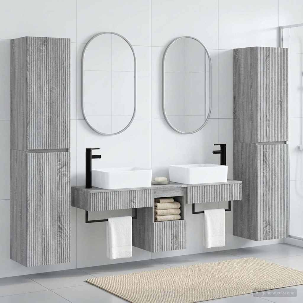 vidaXL Badkamermeubelset 5 st Wit 33 x 34,5 x 160 cm Bewerkt hout